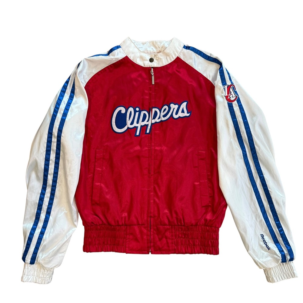 Reebok NBA Los Angeles Clippers Satin Track Jacket Red White Blue Womens Small
